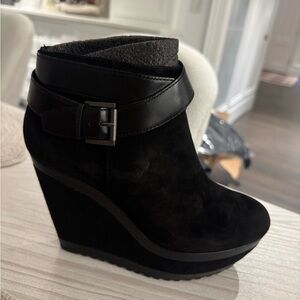 Ash Black Wedge Ankle Boots Sz 38M